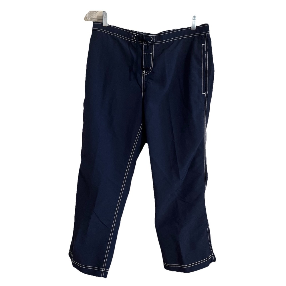 VTG Eddie Bauer Nylon Utility Pants Women's 8 Navy Blue Hiking Fishing Gorpcore